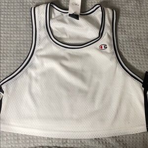 White Champion crop top jersey
